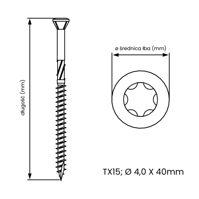 Hapatec, Stal Szlachetna Utwardzana, CZARNY; 4,0 mm x 40 mm; 500szt.