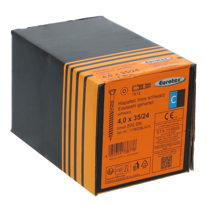 Eurotec Hapatec czarne – wkręty nierdzewne C1 do drewna i elewacji
